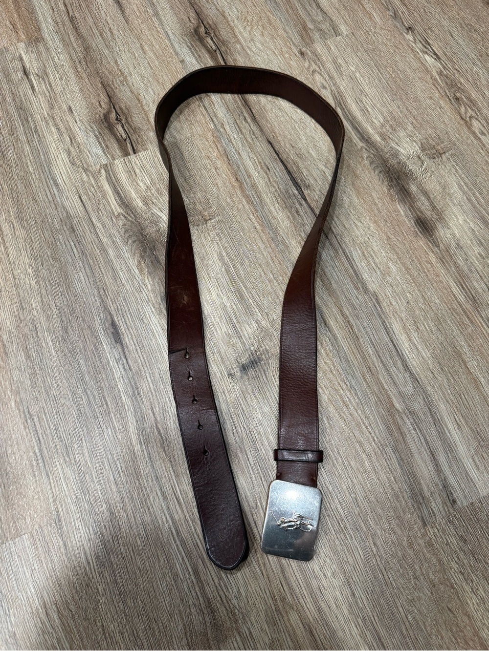 Polo by Ralph Lauren Dark Brown Leather Belt with Silver Buckle Size 40